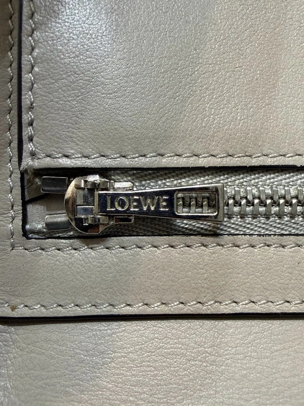 Loewe Anagram Pearl Gray Pale Green Vertical Bifold Wallet